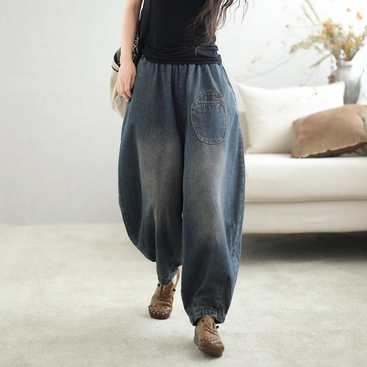 Autumn Loose Retro Cotton Harem Jeans - ZYLIRA