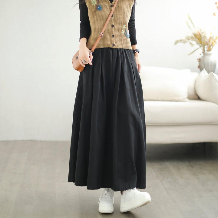 Autumn Minimalist Casual Solid A-Line Skirt - ZYLIRA