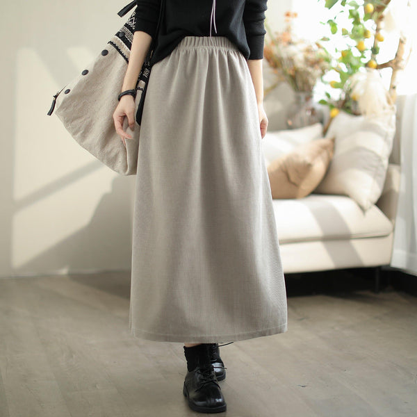 Autumn Minimalist Corduroy Casual A-Line Skirt - ZYLIRA