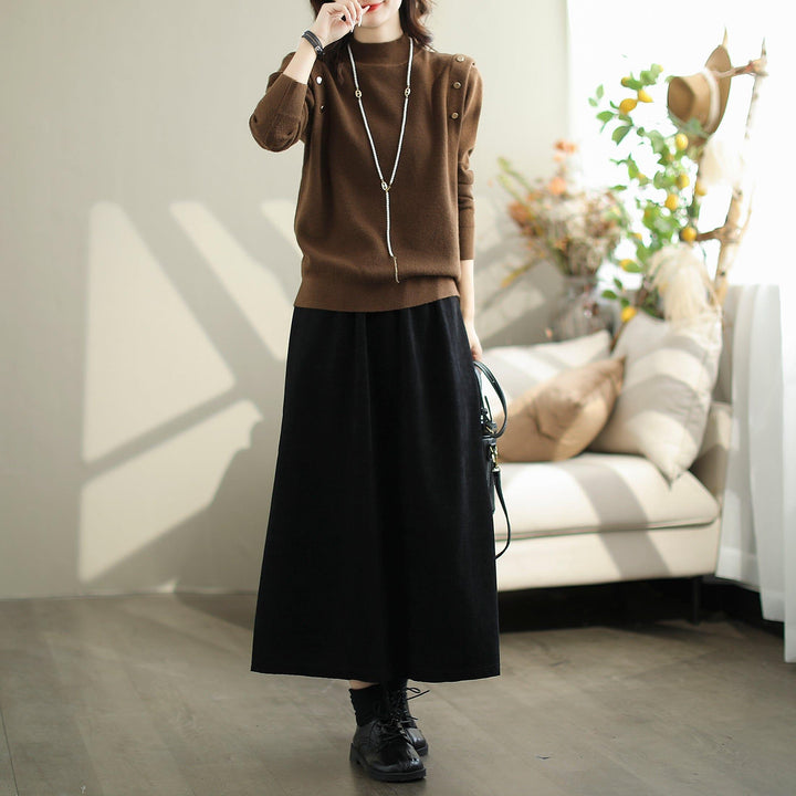 Autumn Minimalist Corduroy Casual A-Line Skirt - ZYLIRA