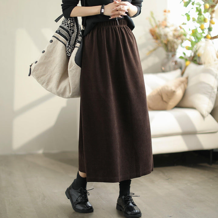 Autumn Minimalist Corduroy Casual A-Line Skirt - ZYLIRA