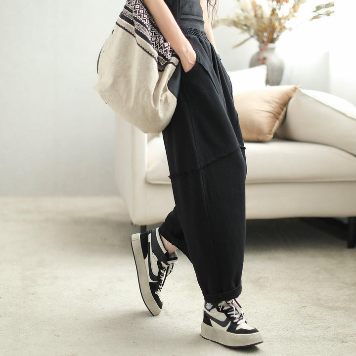 Autumn Patchwork Casual Loose Cotton Harem Pants - ZYLIRA