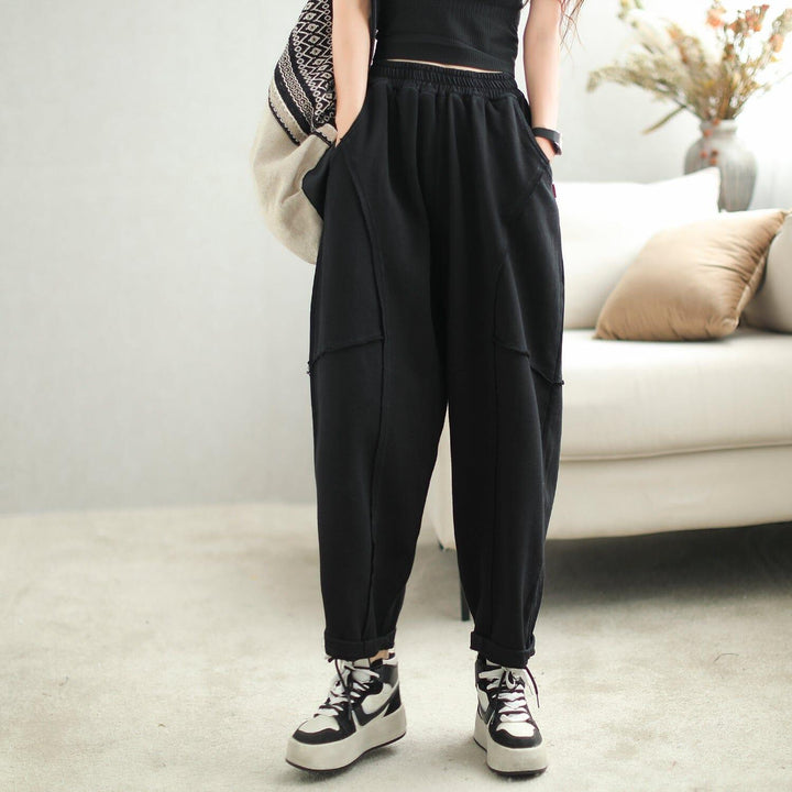 Autumn Patchwork Casual Loose Cotton Harem Pants - ZYLIRA