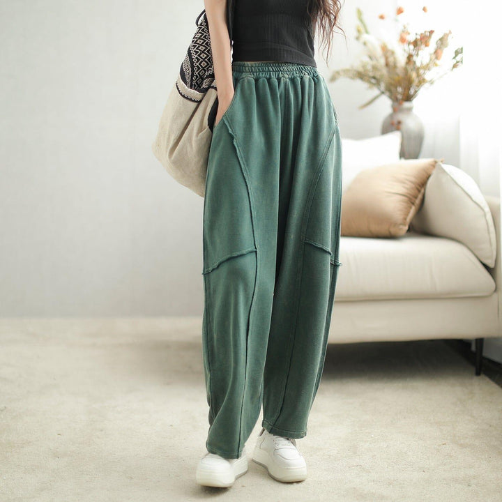 Autumn Patchwork Casual Loose Cotton Harem Pants - ZYLIRA