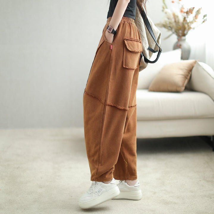 Autumn Patchwork Casual Loose Cotton Harem Pants - ZYLIRA