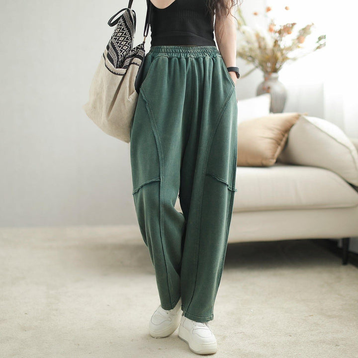 Autumn Patchwork Casual Loose Cotton Harem Pants - ZYLIRA