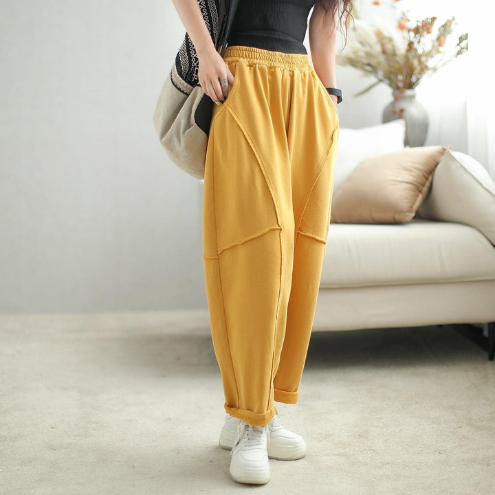 Autumn Patchwork Casual Loose Cotton Harem Pants - ZYLIRA