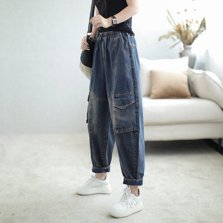 Autumn Retro Loose Patchwork Fashion Harem Jeans - ZYLIRA