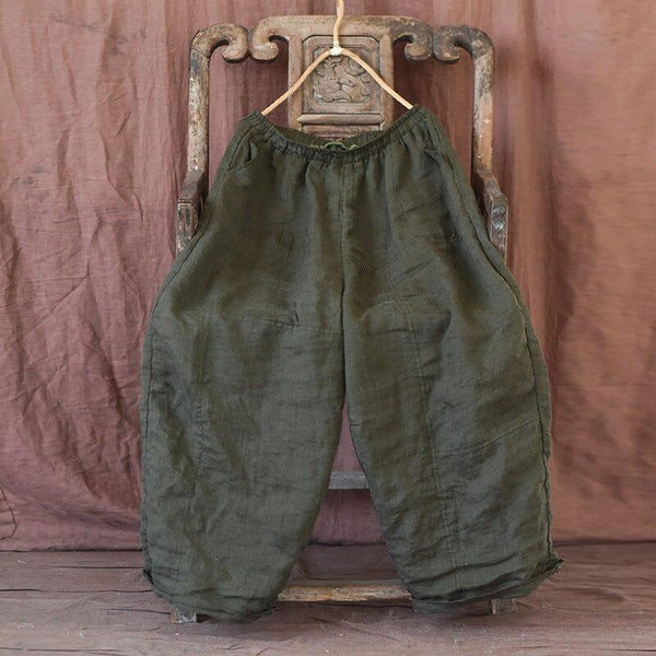 Autumn Retro Loose Solid Linen Pants - ZYLIRA