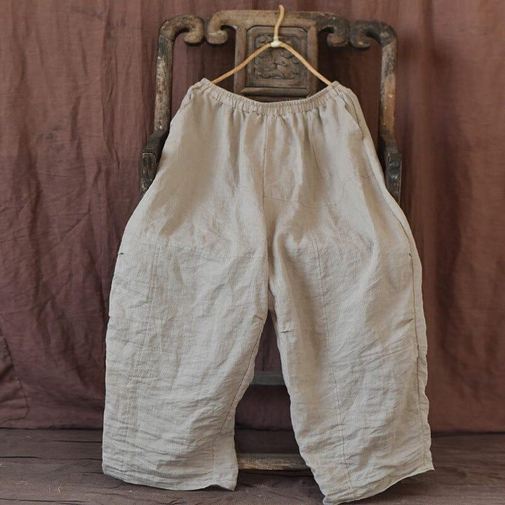 Autumn Retro Loose Solid Linen Pants - ZYLIRA