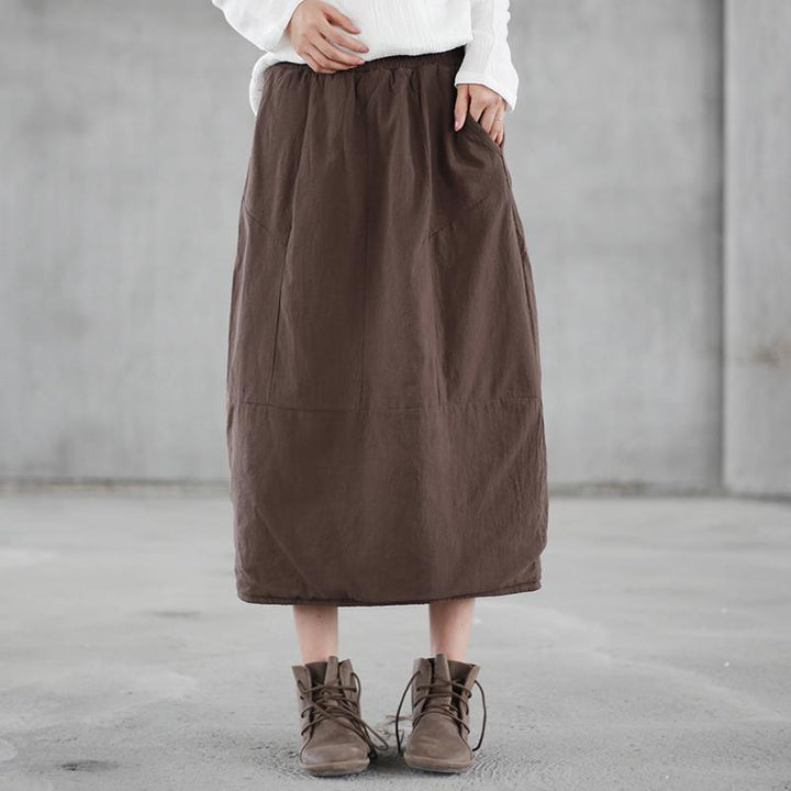 Autumn Winter Puff Cotton Linen Retro Skirt - ZYLIRA