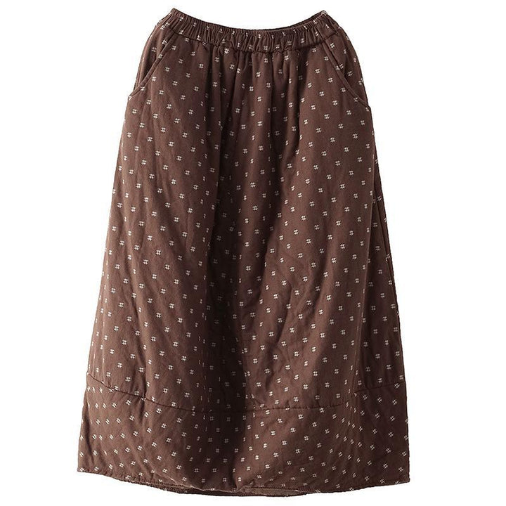 Zylira Women Autumn Retro Cotton Linen Quilted Skirt - ZYLIRA