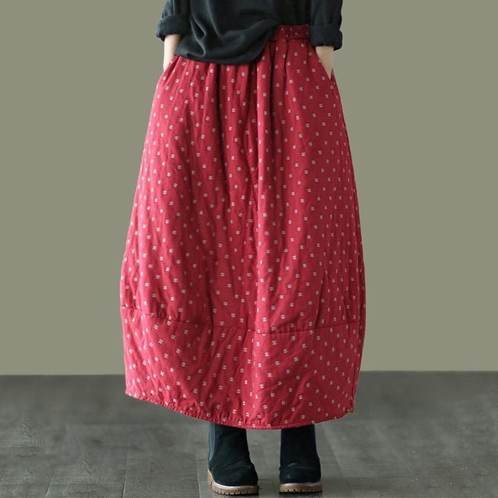 Zylira Women Autumn Retro Cotton Linen Quilted Skirt - ZYLIRA