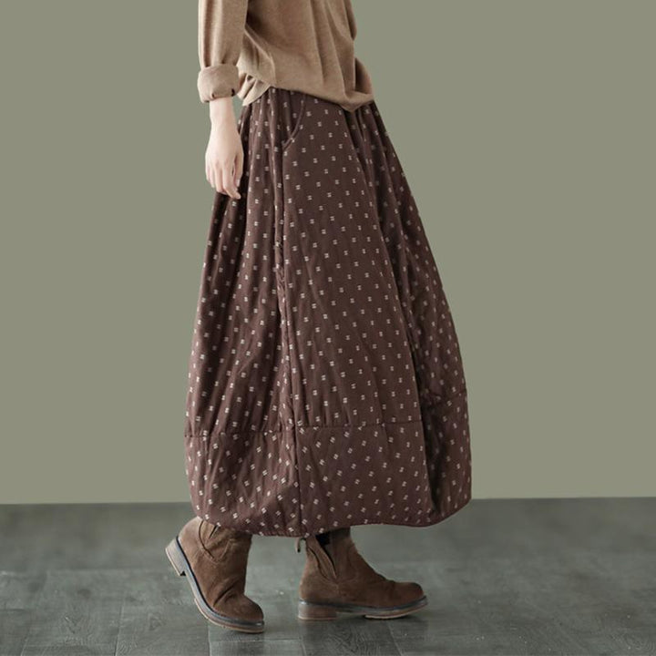 Zylira Women Autumn Retro Cotton Linen Quilted Skirt - ZYLIRA