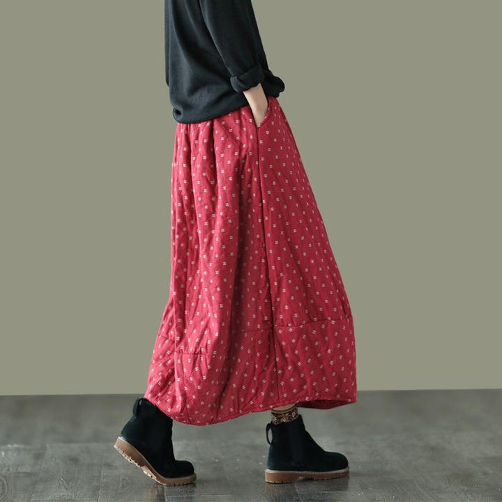 Zylira Women Autumn Retro Cotton Linen Quilted Skirt - ZYLIRA