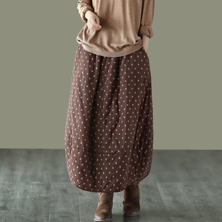 Zylira Women Autumn Retro Cotton Linen Quilted Skirt - ZYLIRA