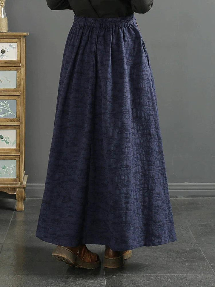 Autumn Winter Retro Embroidery Cotton Linen Skirt - ZYLIRA