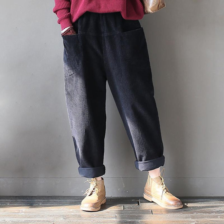 ZYLIRA Cotton Corduroy Radish Pants Women Casual Harlan Pants - ZYLIRA