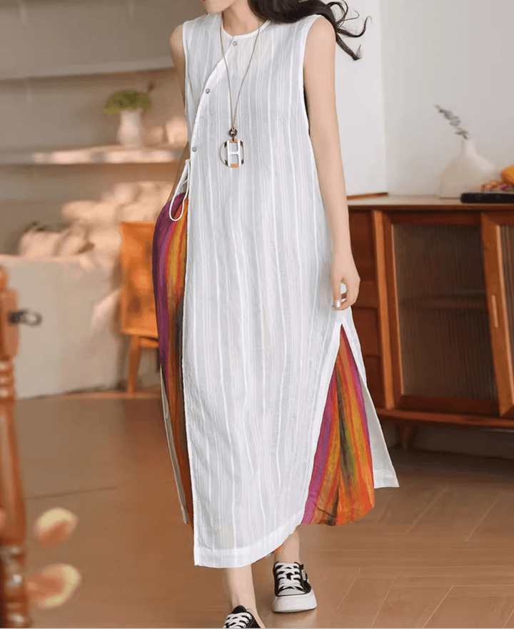 Rainbow Color A-Line Linen Skirt - ZYLIRA