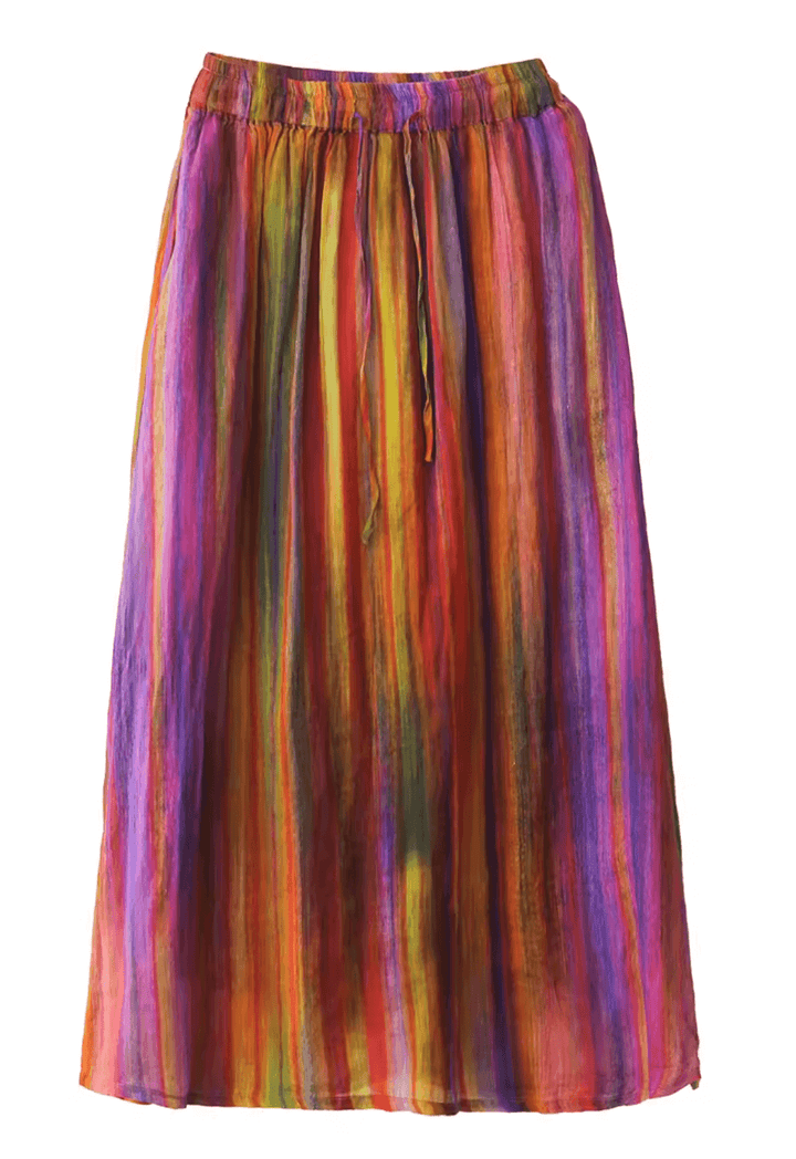 Rainbow Color A-Line Linen Skirt - ZYLIRA