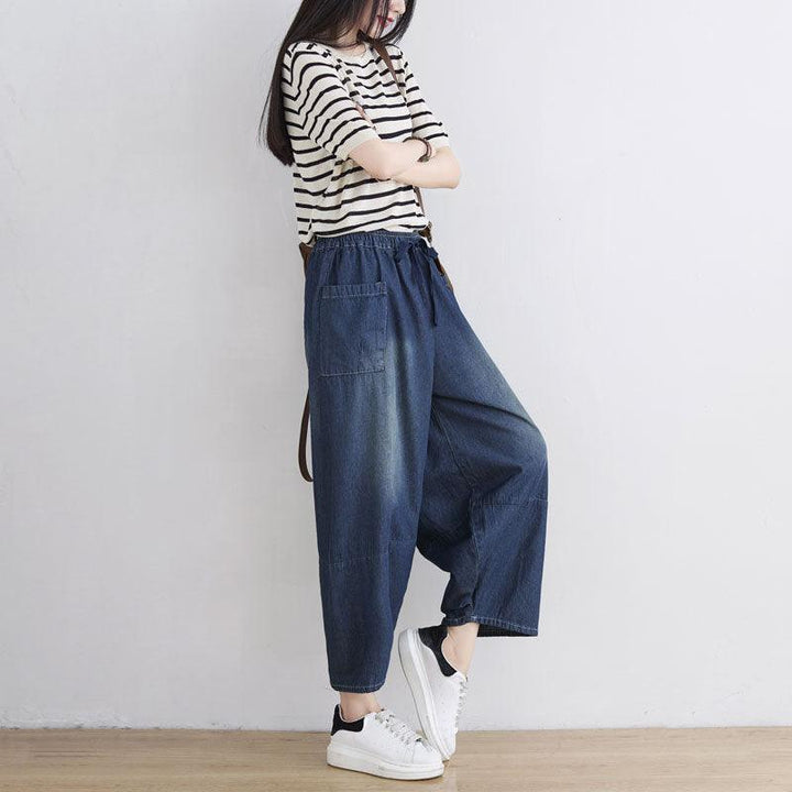 Women Spring Summer Retro Loose Denim Pants - ZYLIRA