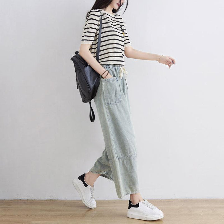 Women Spring Summer Retro Loose Denim Pants - ZYLIRA