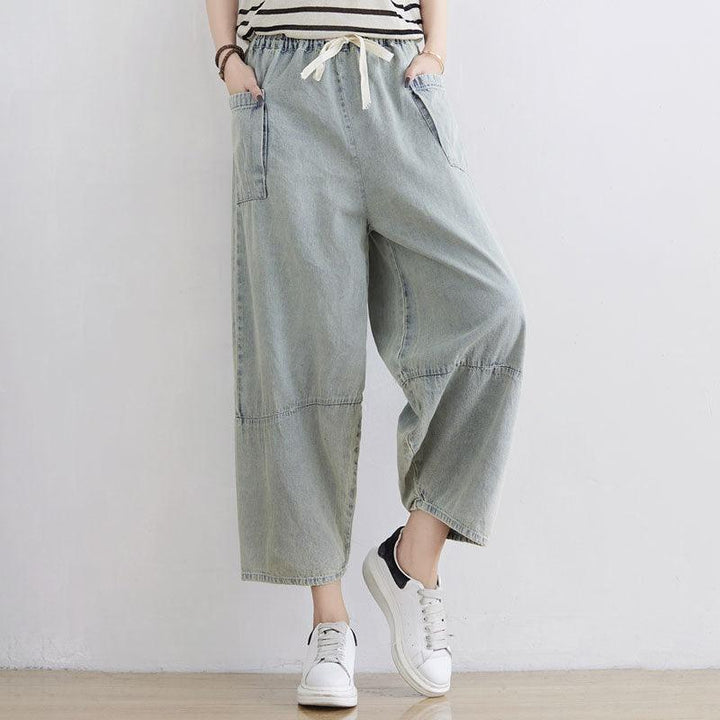 Women Spring Summer Retro Loose Denim Pants - ZYLIRA