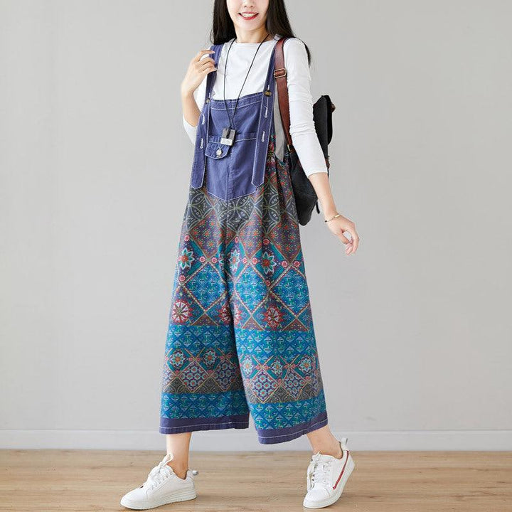 Retro Ethic Printed Loose Strapped Pants - ZYLIRA