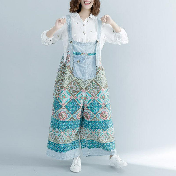 Retro Ethic Printed Loose Strapped Pants - ZYLIRA