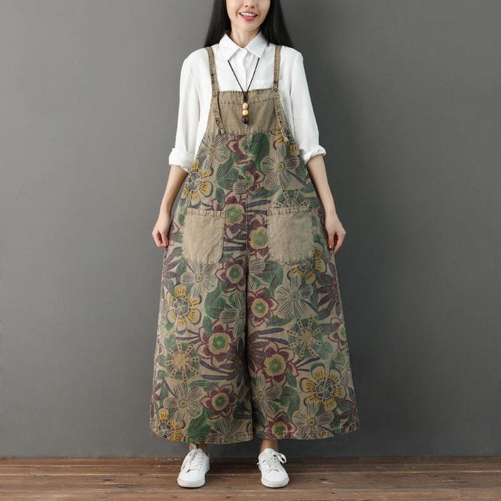 Retro Floral Printed Strappy Pants - ZYLIRA