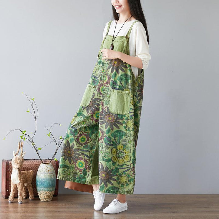 Retro Floral Printed Strappy Pants - ZYLIRA