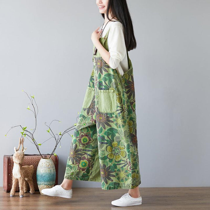 Retro Floral Printed Strappy Pants - ZYLIRA