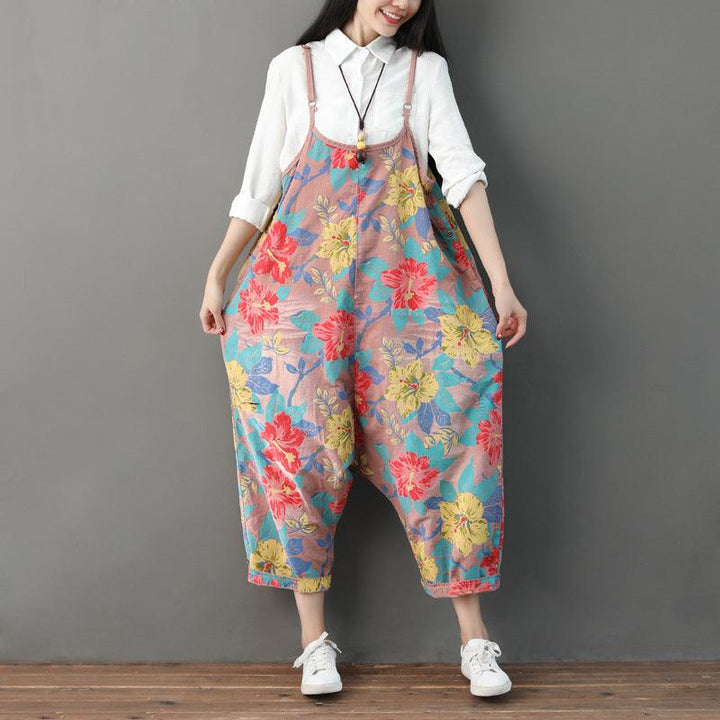 Women Summer Retro Floral Printed Strappy Pants - ZYLIRA