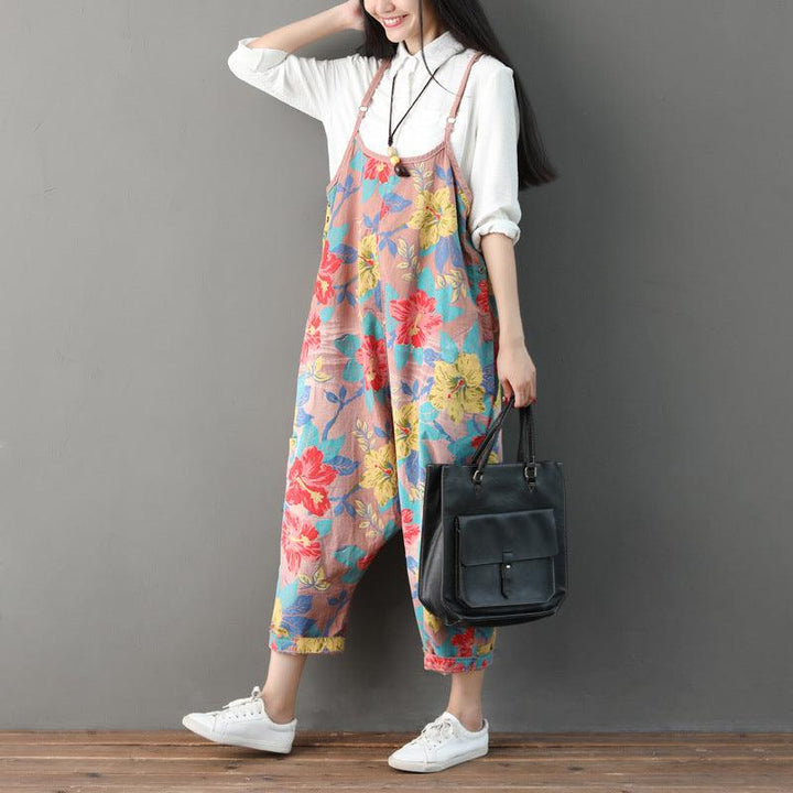 Women Summer Retro Floral Printed Strappy Pants - ZYLIRA