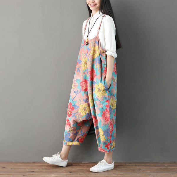 Women Summer Retro Floral Printed Strappy Pants - ZYLIRA