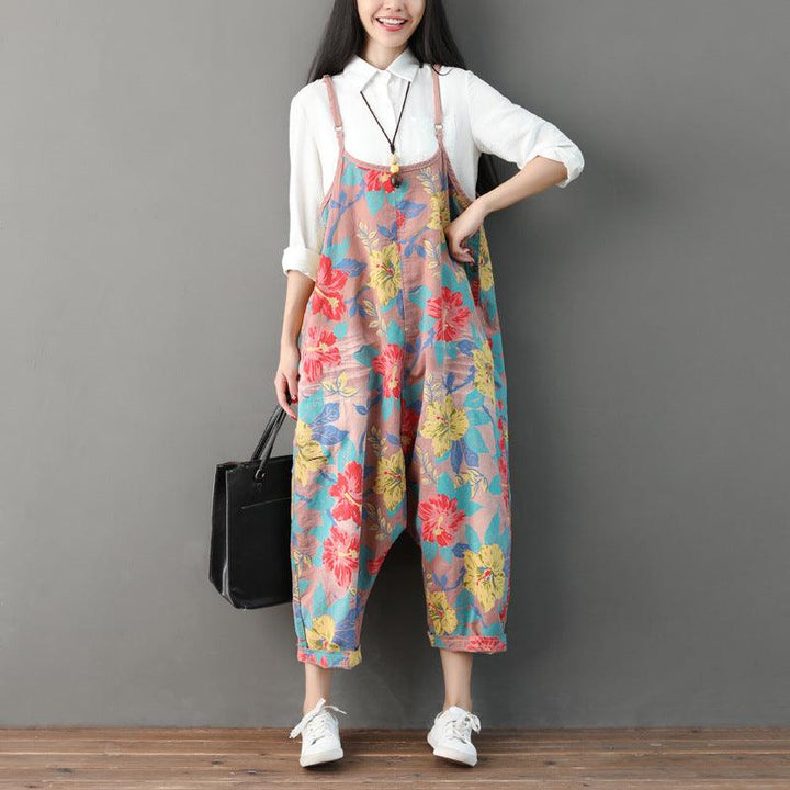 Women Summer Retro Floral Printed Strappy Pants - ZYLIRA