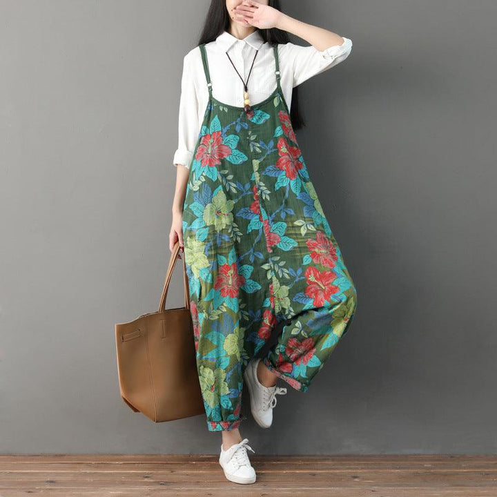 Women Summer Retro Floral Printed Strappy Pants - ZYLIRA