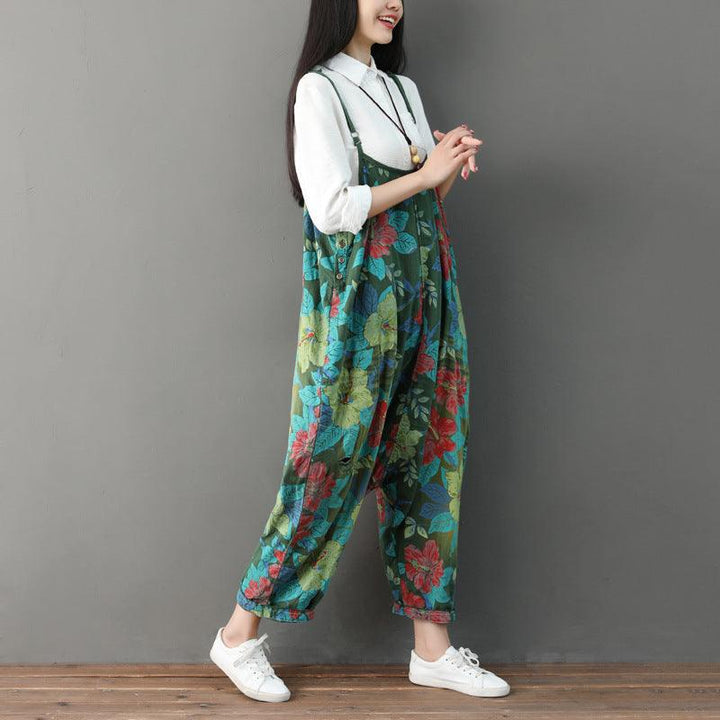 Women Summer Retro Floral Printed Strappy Pants - ZYLIRA