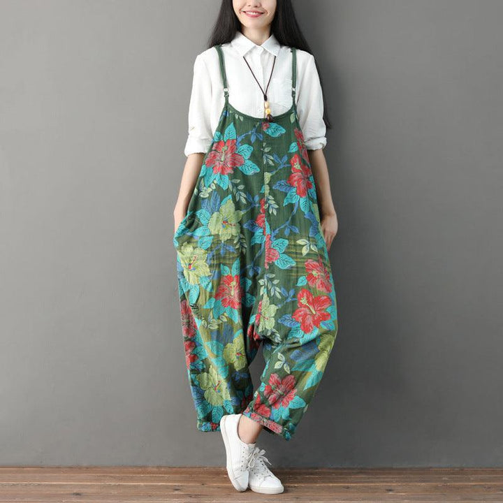 Women Summer Retro Floral Printed Strappy Pants - ZYLIRA