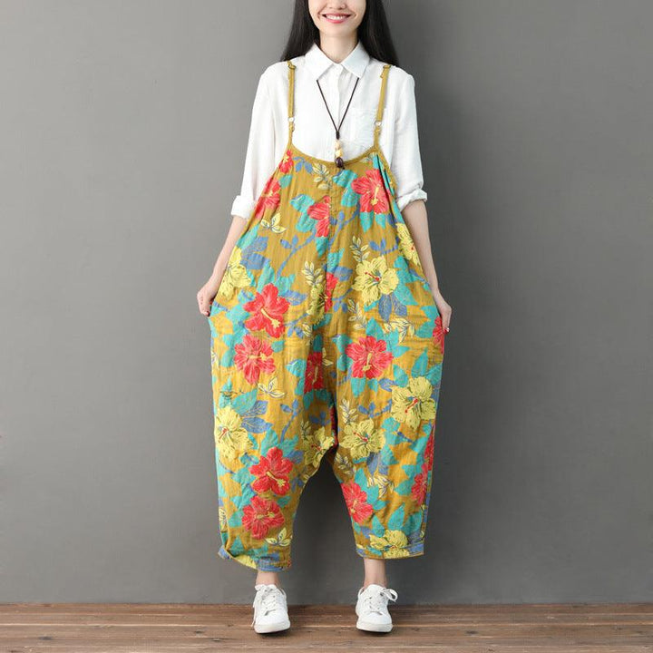 Women Summer Retro Floral Printed Strappy Pants - ZYLIRA