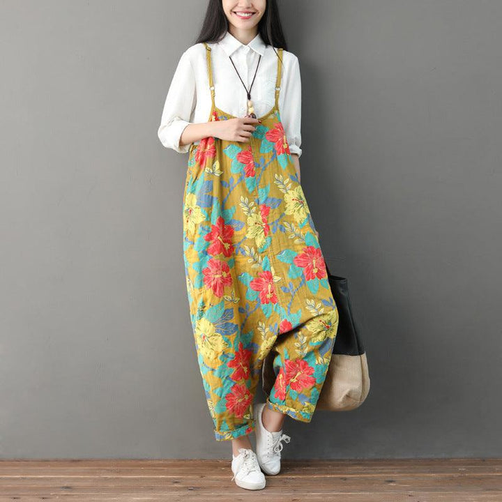 Women Summer Retro Floral Printed Strappy Pants - ZYLIRA