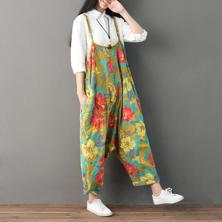 Women Summer Retro Floral Printed Strappy Pants - ZYLIRA