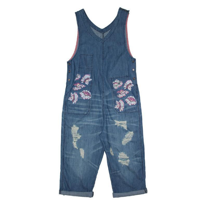 Zylira Women Summer Denim Loose Sleeveless Jumpsuit - ZYLIRA