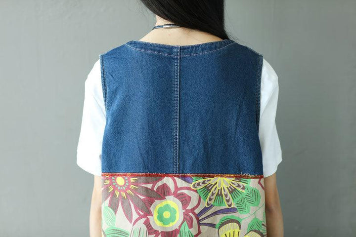 Summer Casual Floral Printed Patchwork Denim Skirt - ZYLIRA