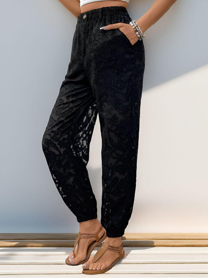 Parfee Pocketed Lace Elastic Waist Pants - ZYLIRA