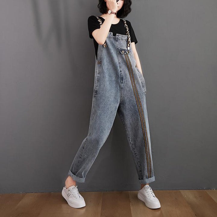 Women Retro Loose Autumn Denim Jumpsuit - ZYLIRA