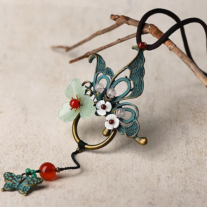Alloy Butterfly Shell Flower Long Necklace - ZYLIRA