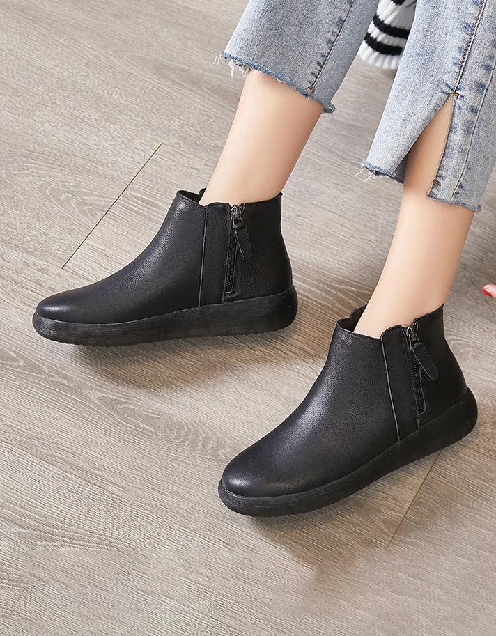 Comfort Bouncing Sole Soft Leather Ankle Boots 35-42 - ZYLIRA