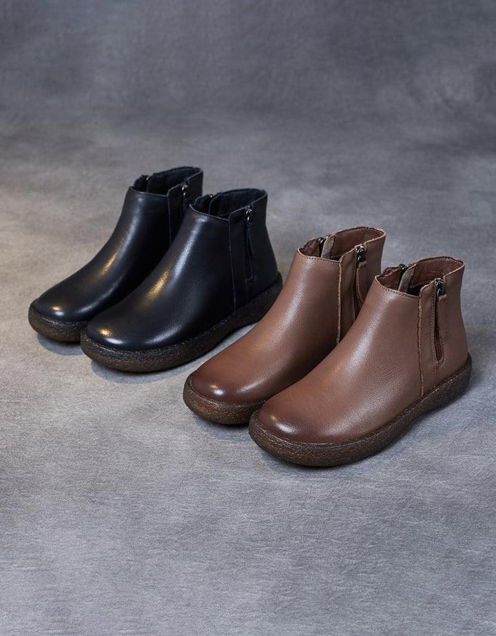 Comfort Bouncing Sole Soft Leather Ankle Boots 35-42 - ZYLIRA