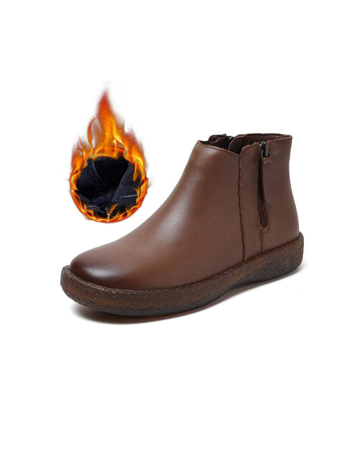 Comfort Bouncing Sole Soft Leather Ankle Boots 35-42 - ZYLIRA